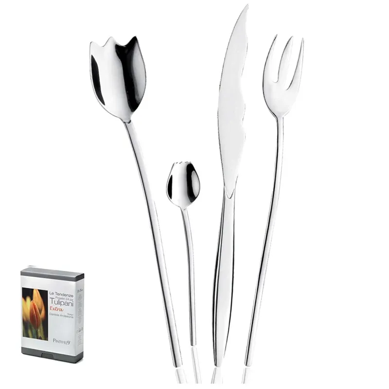 Offerta Del Giorno Pintinox Tulipani Extra Servizio Posate In Acciaio Inox - Set 24 Pz