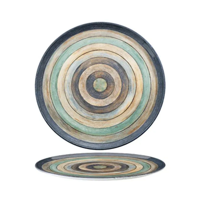 Professionale 33 cm - Madera Piatto Pizza In Porcellana - Set 6 Pz
