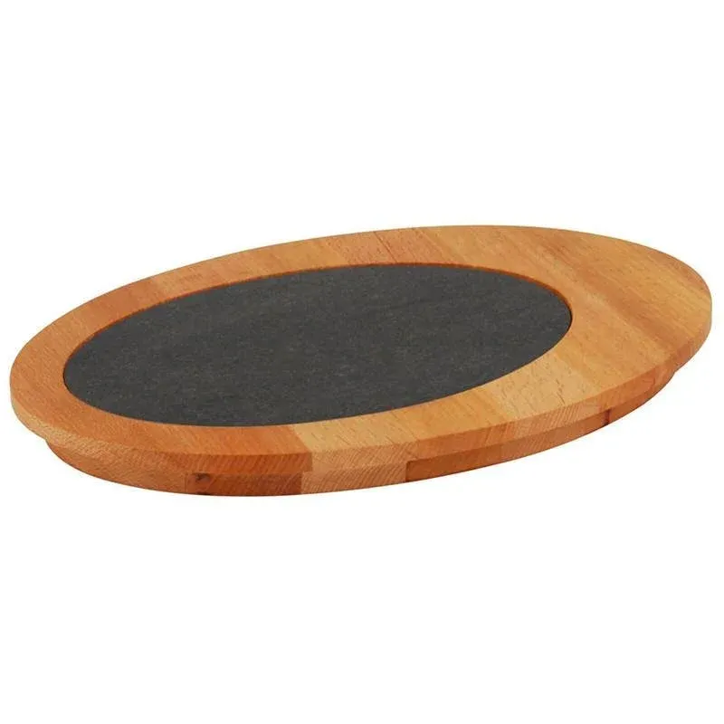 30 cm - Paderno Tableware, Buffet & Display Piatto In Ghisa Con Supporto In Legno Ultime Pezzi