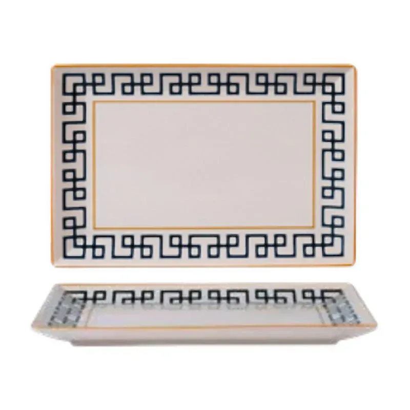 25x15 cm - Dedalo PIatto Vassoio Rettangolare In Porcellana - Set 6 Pz Quantità Limitata