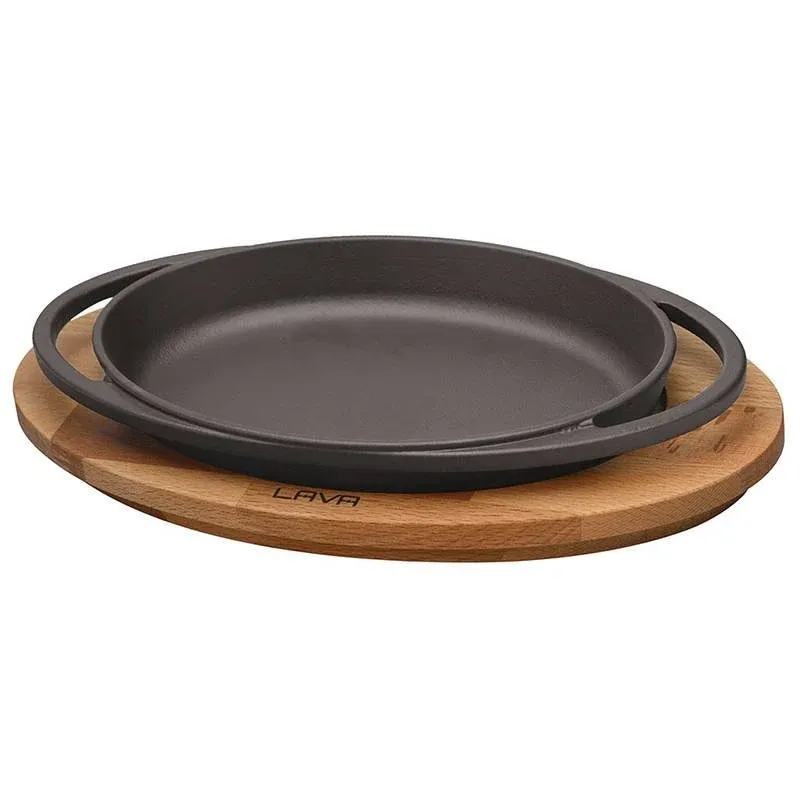 Reso Gratuito 21x14 cm - Paderno Cast Iron Cookware Piatto In Ghisa Con Supporto In Legno