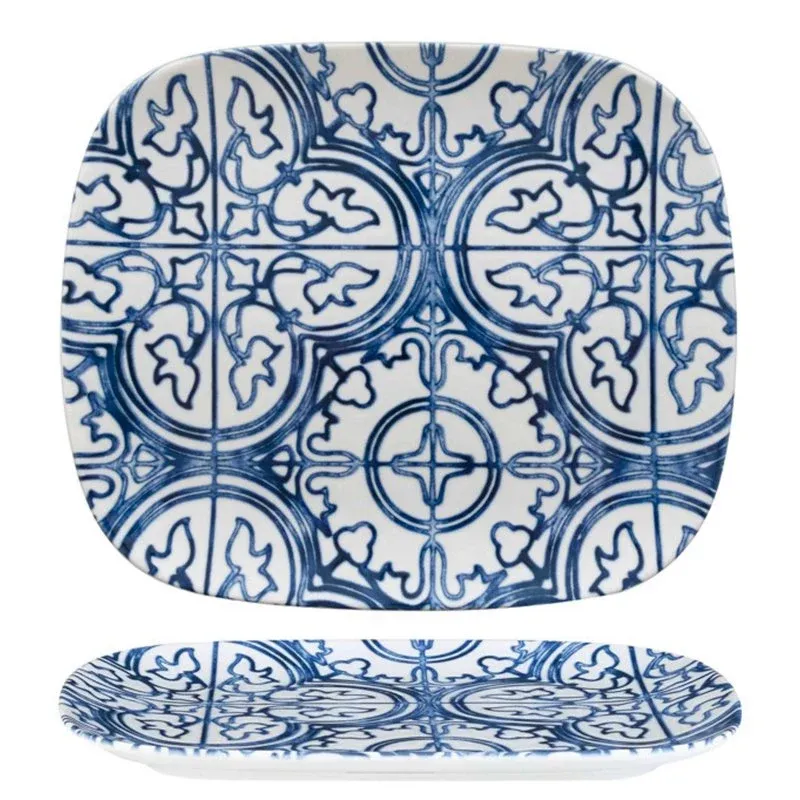 Nuova Collezione 29x24.5 cm - Tognana Seaside Piatto Vassoio Rettangolare In Porcellana - Set 6 Pz