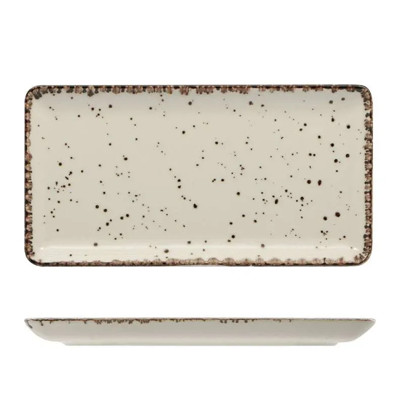 Professionale 27x14 cm - Lioness Cromya Cream Piatto Vassoio Rettangolare In Porcellana
