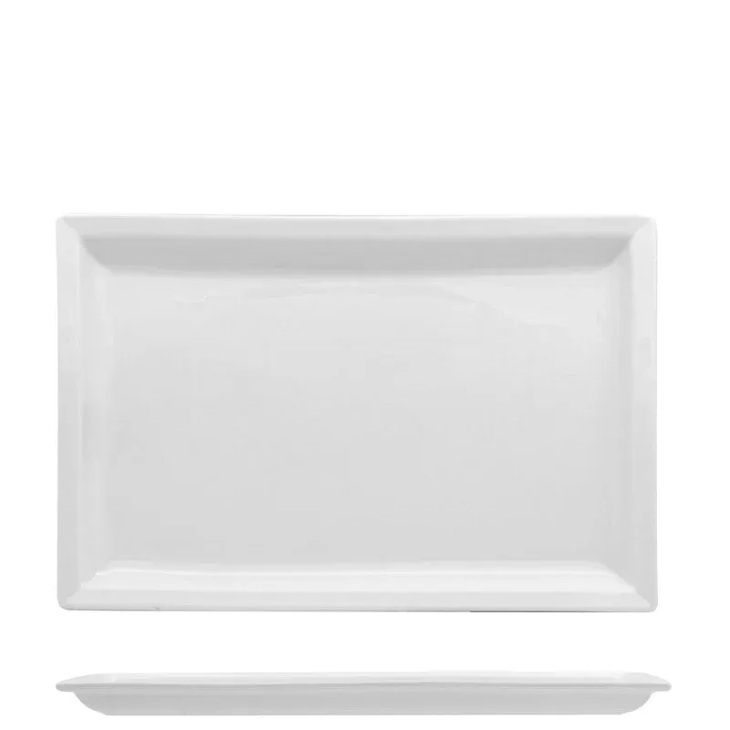 Affare 27x18 cm - Lioness Justwhite Piatto Presentazione Rettangolare In Porcellana - Set 4 Pz