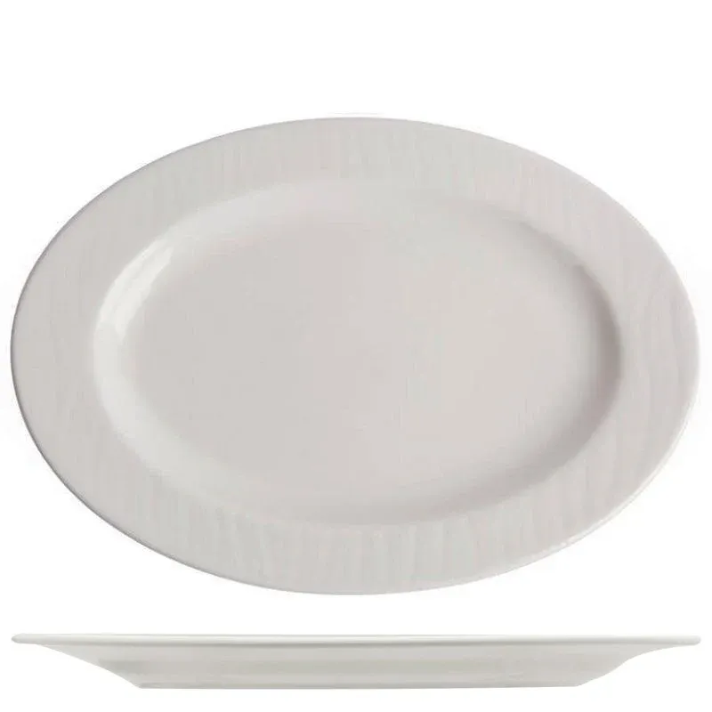 32 cm - Ariane Ripple Piatto Vassoio Ovale In Porcellana - Set 6 Pz Prezzo Di Fabbrica