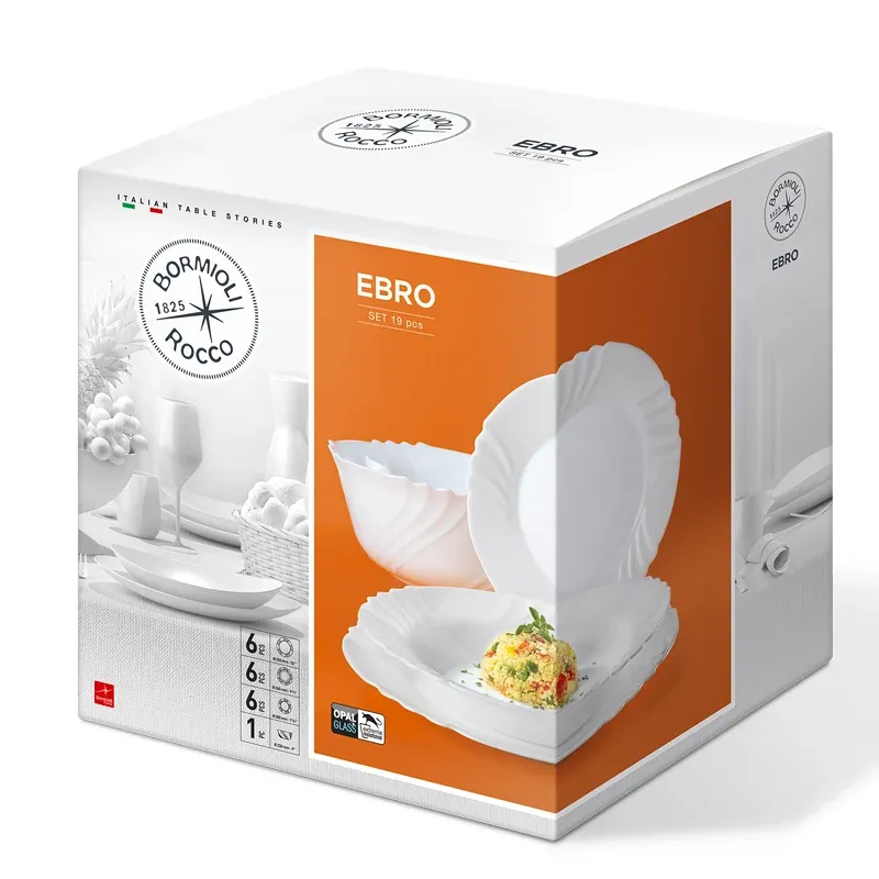 Bormioli Rocco Ebro Servizio Piatti In Vetro Opale - Set 19 Pz Miglior Prezzo