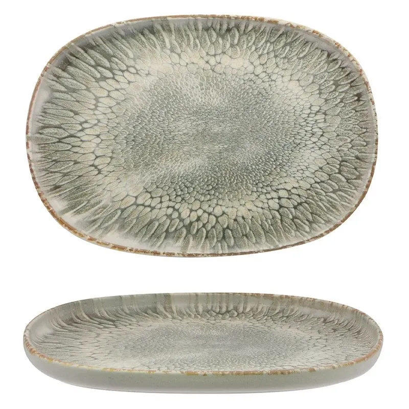 Soddisfatti O Rimborsati 33 cm - Dust PIatto Vassoio Ovale In Stoneware - Set 4 Pz