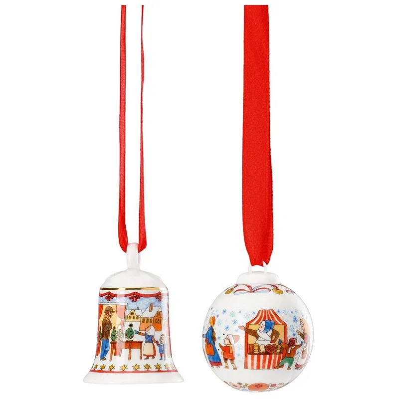 Promo Stagionale Hutschenreuther Mercatino di Natale Decori Natalizi In Porcellana - Set 2 Pz