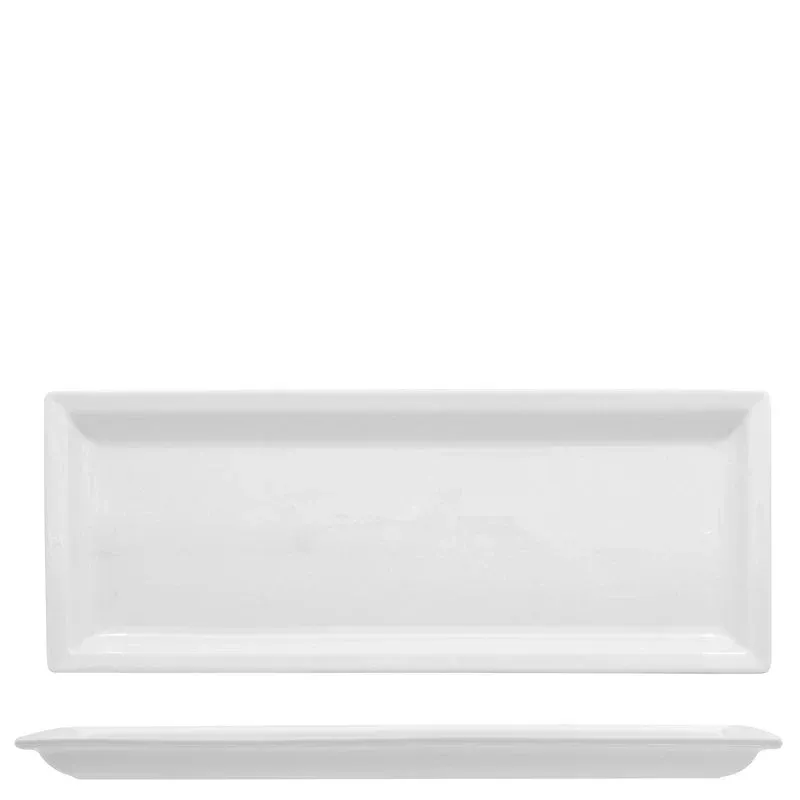 Promozione 36x14 cm - Lioness Justwhite Piatto Presentazione Rettangolare In Porcellana - Set 4 Pz