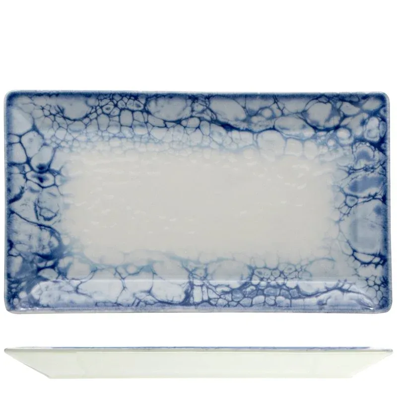 26x15 cm - Saturnia Bubble Piatto Vassoio Rettangolare In Porcellana - Set 6 Pz Spedito Oggi