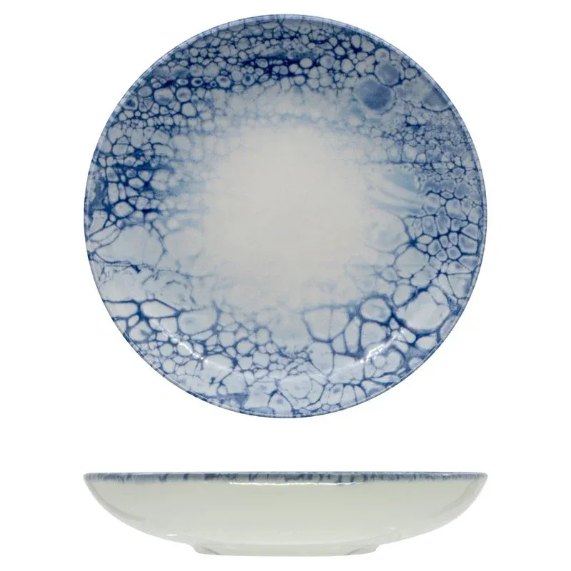 Ultime Pezzi 22 cm - Saturnia Bubble Piatto Fondo In Porcellana - Set 12 Pz