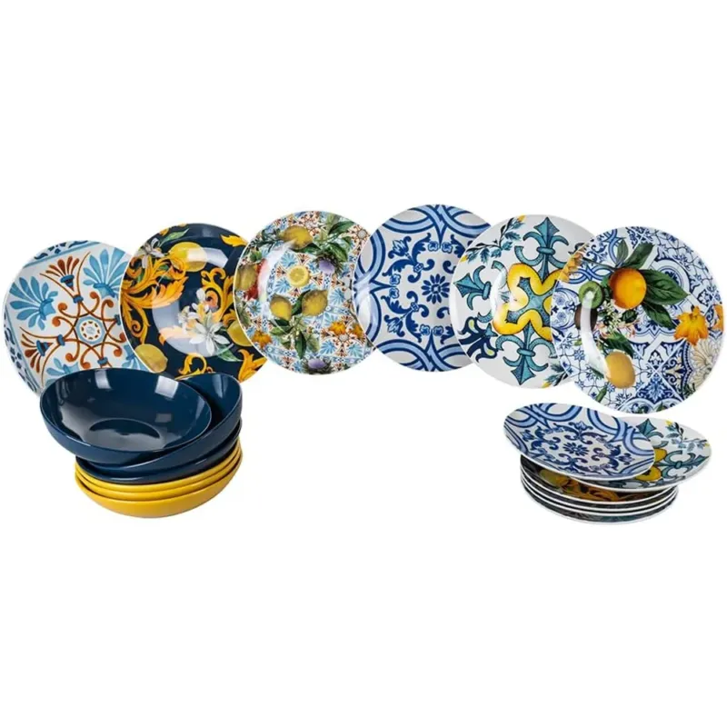 Villa D‘Este Italian Beauty Servizio Piatti In Stoneware - Set 18 Pz Prezzo Ridotto
