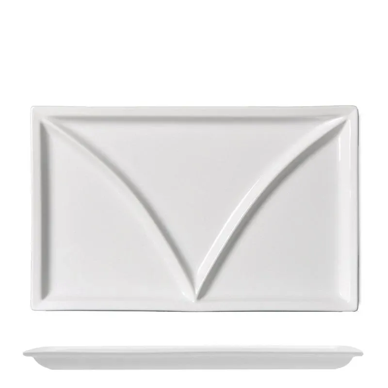 36x22 cm - Lioness Justwhite Piatto Vassoio Rettangolare In Porcellana - Set 2 Pz Affare