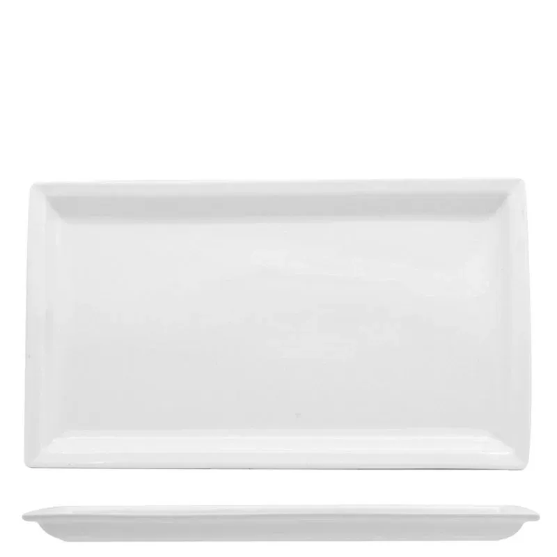 31x18 cm - Lioness Justwhite Piatto Vassoio Rettangolare In Porcellana - Set 3 Pz Nuova Collezione