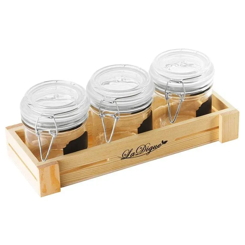 Solo Oggi 10 cl - Paderno Happy Hour Vasetti per Aperitivo Con Supporto Vassoio In Legno - Set 4 Pz