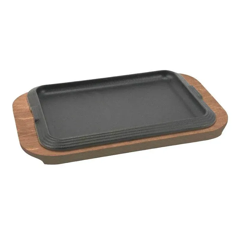 30x22 cm - Ilsa Basic Piatto In Ghisa Con Supporto In Legno Super Prezzo
