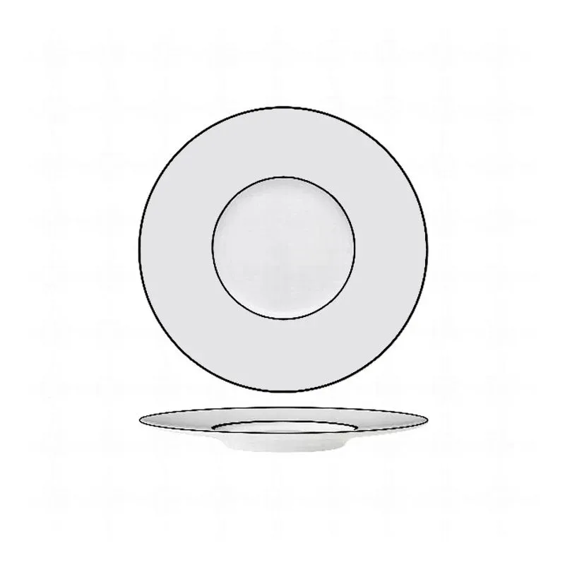 Occasione Imperdibile 17 cm - Essentia Ligne Noir Piatto Pane In Porcellana - Set 6 Pz