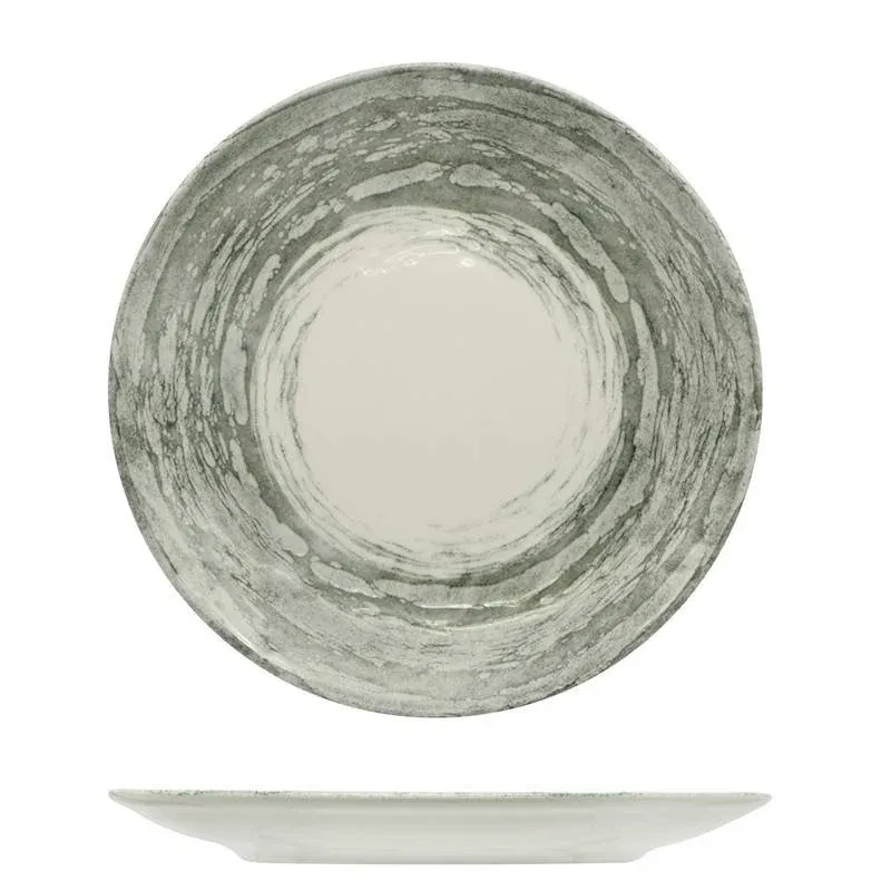 27 cm - Lioness Focus Grey Piatto Piano In Porcellana - Set 6 Pz Offerta Limitata