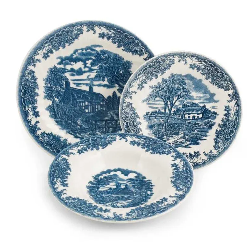 Churchill James Sadler & Sons Brookblue Servizio Piatti In Terracotta - Set 18 Pz Prezzo Scontato