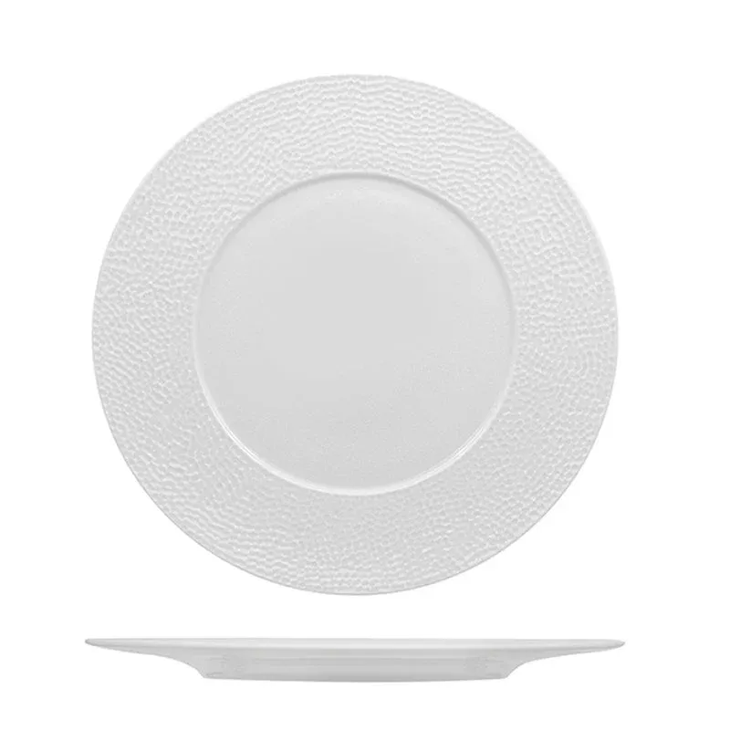 23 cm - Zen Tunisie Martellato Piatto Piano In Porcellana - Set 6 Pz Prezzo Di Fabbrica