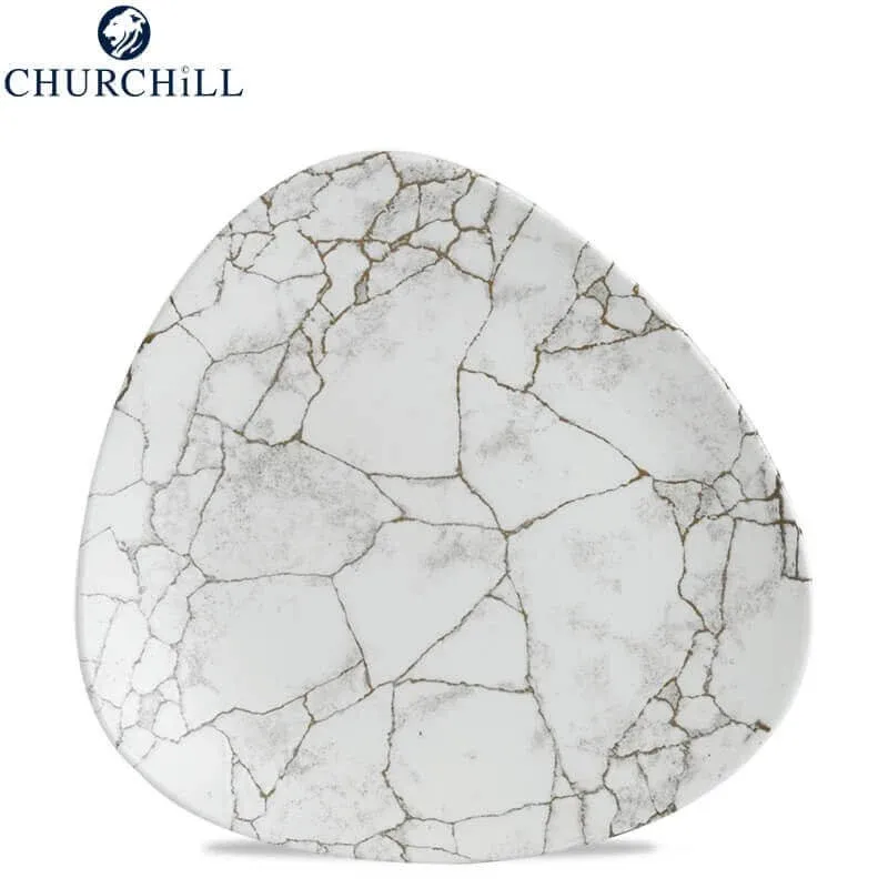 Di Tendenza 26.5x26.5 cm - Churchill Studio Prints Kintsugi Piatto Piano Triangolare In Porcellana Vetrificata