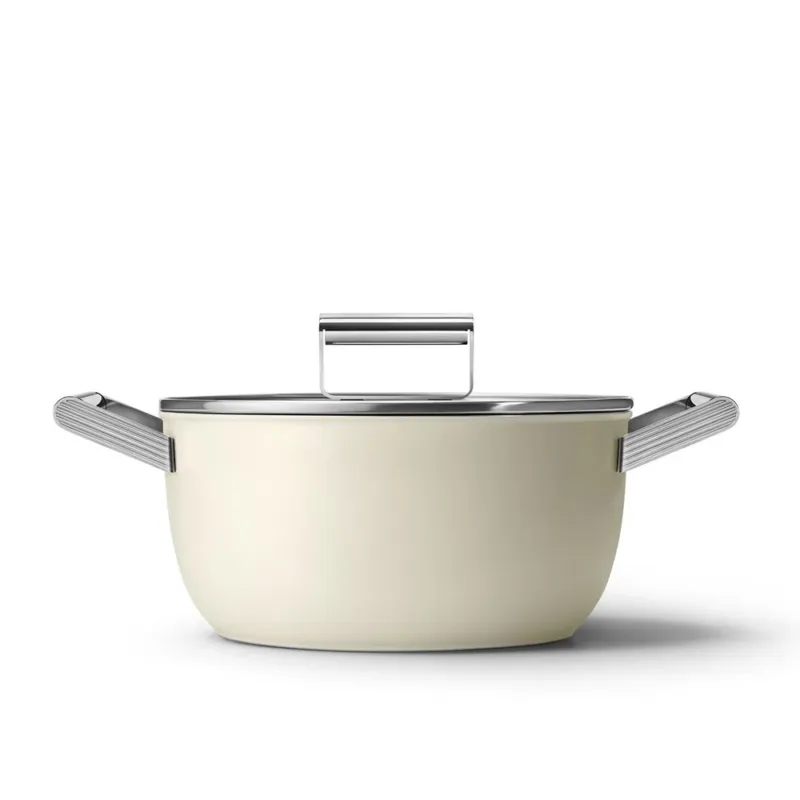 Economico 24 cm - Smeg Cookware Casseruola Alta Antiaderente Ceramico In Alluminio Con Coperchio