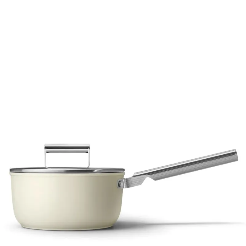 Acquista Ora 20 cm - Smeg Cookware Casseruola Alta Con Manico Antiaderente Ceramico In Alluminio Con Coperchio