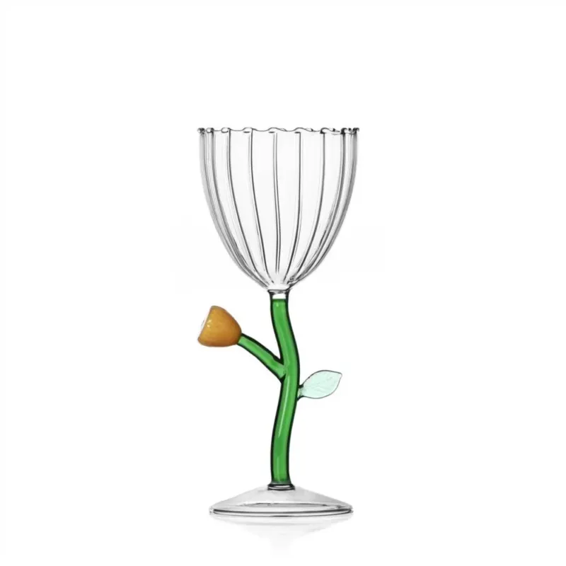 28 cl - Ichendorf Botanica Fiore Calice Multiuso Effetto Ottico In Vetro Borosilicato Nuovo Arrivo