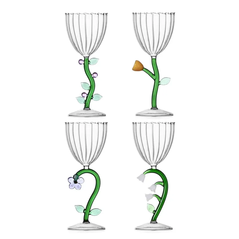 Must-Have 28 cl - Ichendorf Botanica Fiore Calice Multiuso Effetto Ottico In Vetro Borosilicato - Set 4 Pz