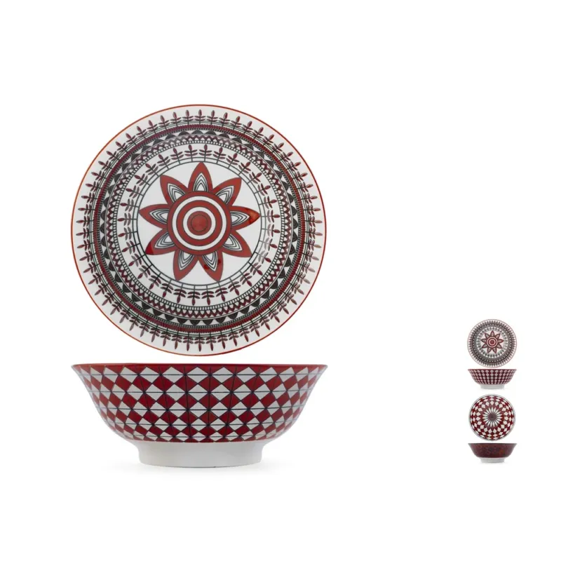 Affare 21 cm - H&H Nomad Bruno Barbieri Coppa Poke Texture Assortite In Porcellana Premium - Set 4 Pz