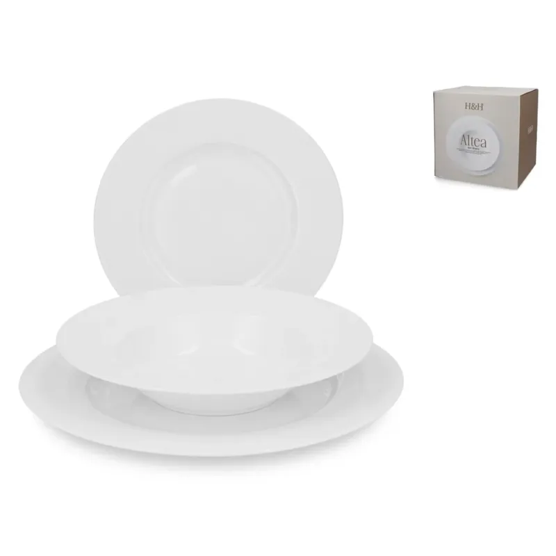 H&H Altea Servizio Piatti In Porcellana - Set 18 Pz Non Perdere