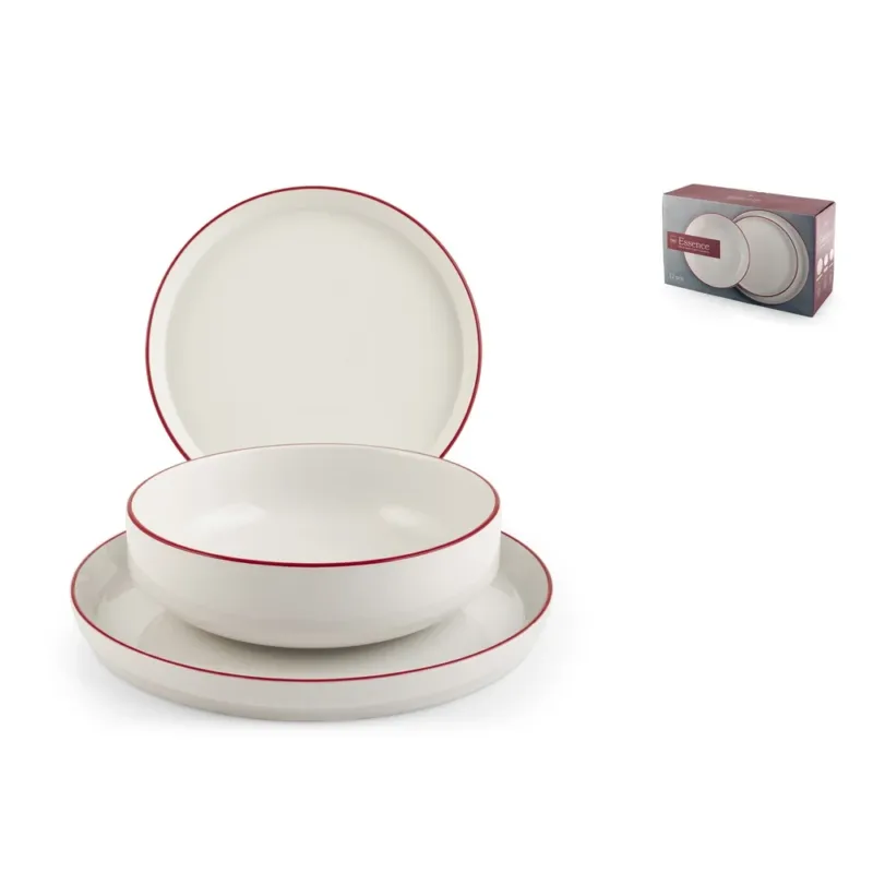Reso Gratuito H&H Essence Red Servizio Piatti In Porcellana - Set 12 Pz