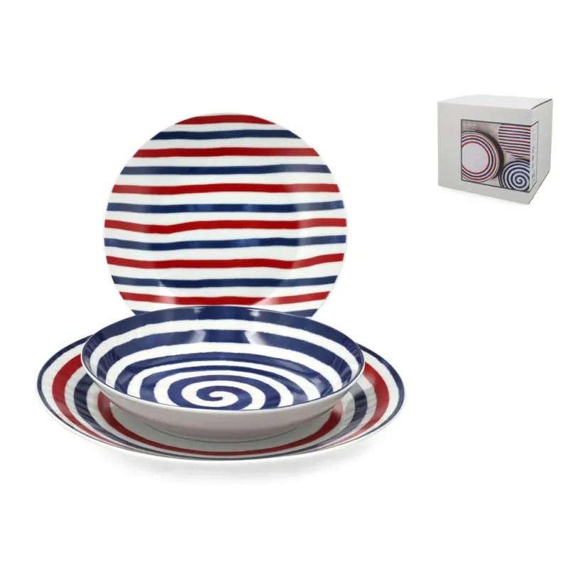 H&H Coupe Graphic Servizio Piatti In Porcellana - Set 18 Pz Occasione