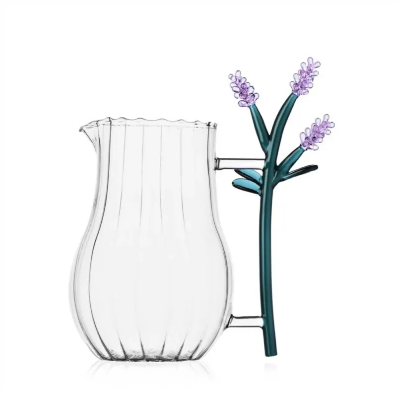1.75 Litri - Ichendorf Botanica Fiore Blu Brocca In Vetro Borosilicato Novità