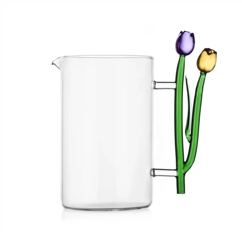 1.45 Litri - Ichendorf Botanica Tulipano Caraffa Acqua In Vetro Borosilicato Esclusivo