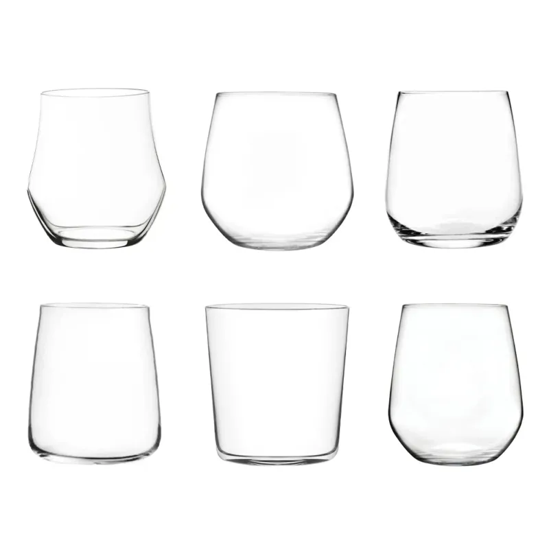 RCR Cristalleria Italiana Mosaic Bicchieri Acqua Lisci Assortiti In Vetro - Set 6 Pz Promozione Esclusiva