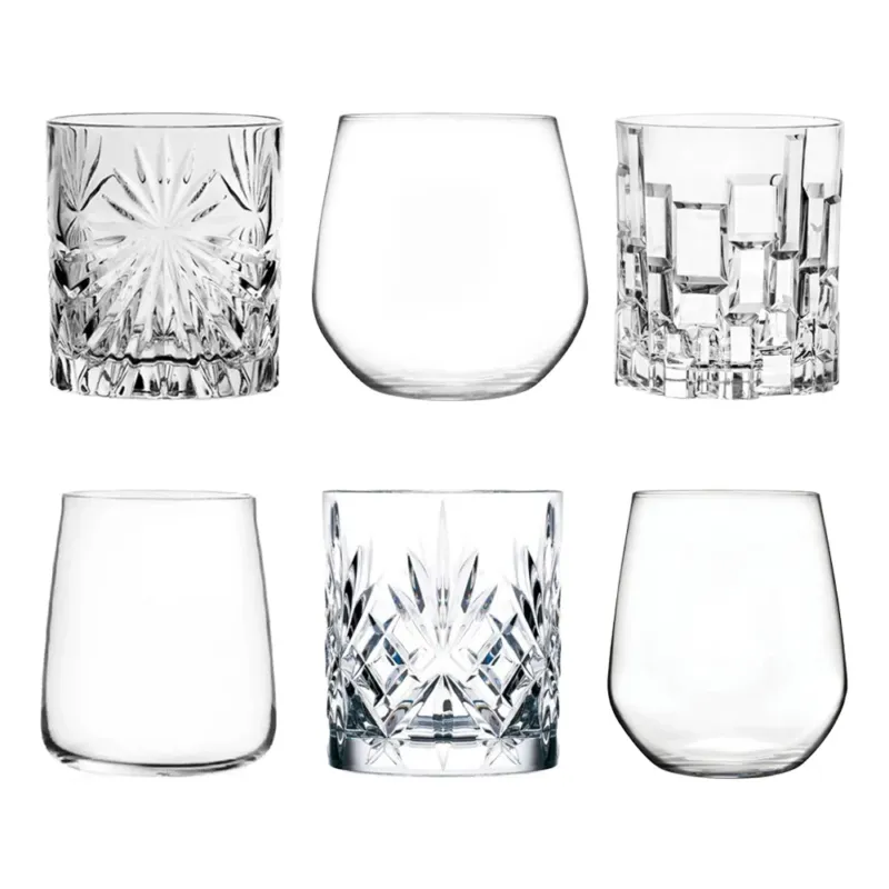 Ultime Pezzi RCR Cristalleria Italiana Mosaic Bicchieri Acqua MixedUp Assortiti In Vetro - Set 6 Pz