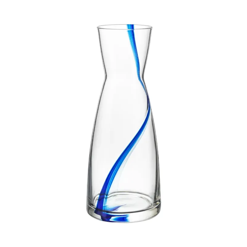 107.5 cl - Bormioli Rocco Stria Blu Caraffa Acqua In Vetro - Set 6 Pz Promo Stagionale