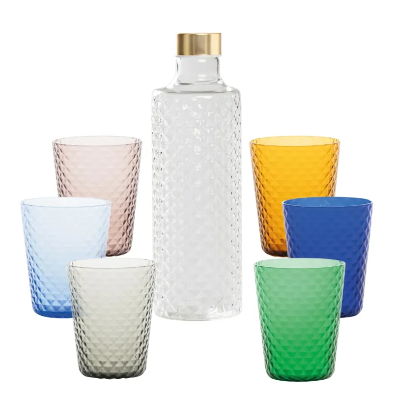 Zafferano Isolano Set Bicchieri e Bottiglia In Vetro Borosilicato - Set 7 Pz Promozione Esclusiva