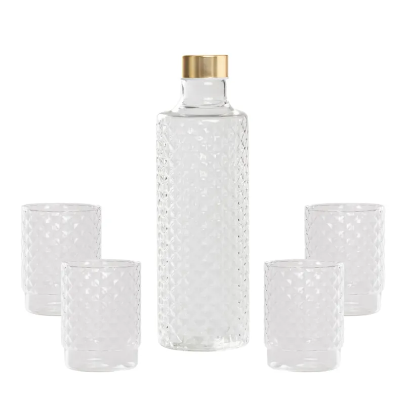 Prezzo Scontato Zafferano Isolano Set Bicchieri e Bottiglia In Vetro Borosilicato - Set 5 Pz
