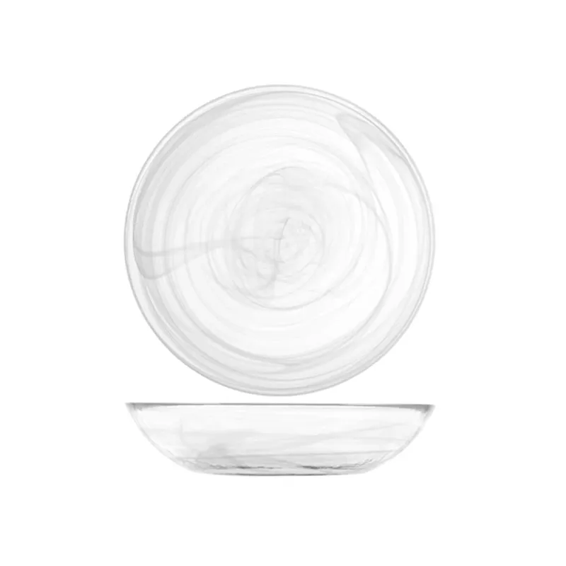 Professionale 21 cm - H&H Alabastro Piatto Fondo In Vetro - Set 6 Pz