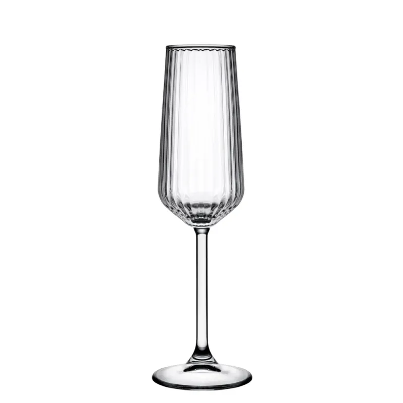19.5 cl - Pasabahce Allegra Focus Calice Flute Effetto Ottico In Vetro - Set 6 Pz Prezzo Scontato