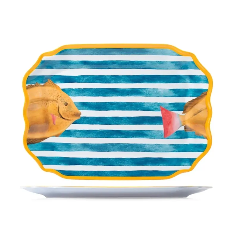 Esclusivo 45x33 cm - H&H Marea Piatto Rettangolare In Melamina - Set 6 Pz