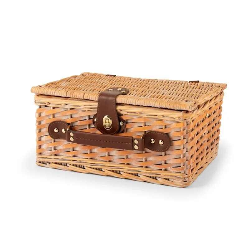 H&H Pic Nic Cestino Picnic Per 2 Persone Con Stoviglie Incluse In Ratan Reso Gratuito
