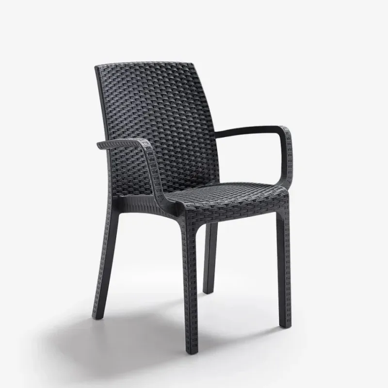 Bica Verona Rattan Sedia da Esterno Con Braccioli Impilabile In Polipropilene Offerta Del Giorno