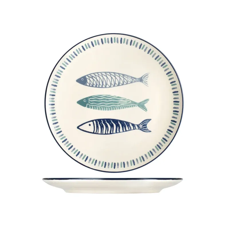 26 cm - H&H Sardinas Piatto Piano In Stoneware - Set 6 Pz Spedizione Espresso