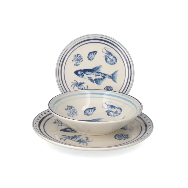 Prezzo Basso H&H Adriatico Servizio Piatti In Stoneware - Set 18 Pz