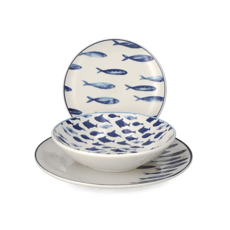 Prezzo Ridotto H&H Ionio Servizio Piatti In Stoneware - Set 18 Pz