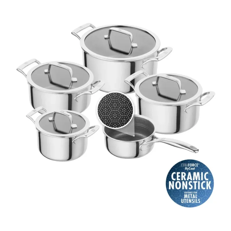 Zwilling Peak Batteria Pentole Antiaderenti In Acciaio Inox Con Rivestimento Ceraforce Hycoat - Set 5 Pz Direttamente Dal Produttore