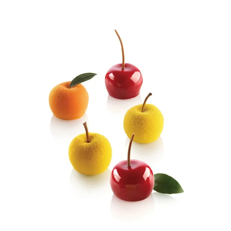 15 Forme - Silikomart Mela Ciliegia e Pesca 30 Stampo Dolci Frutta Realistica In Silicone Cutter Incluso Quantità Limitata